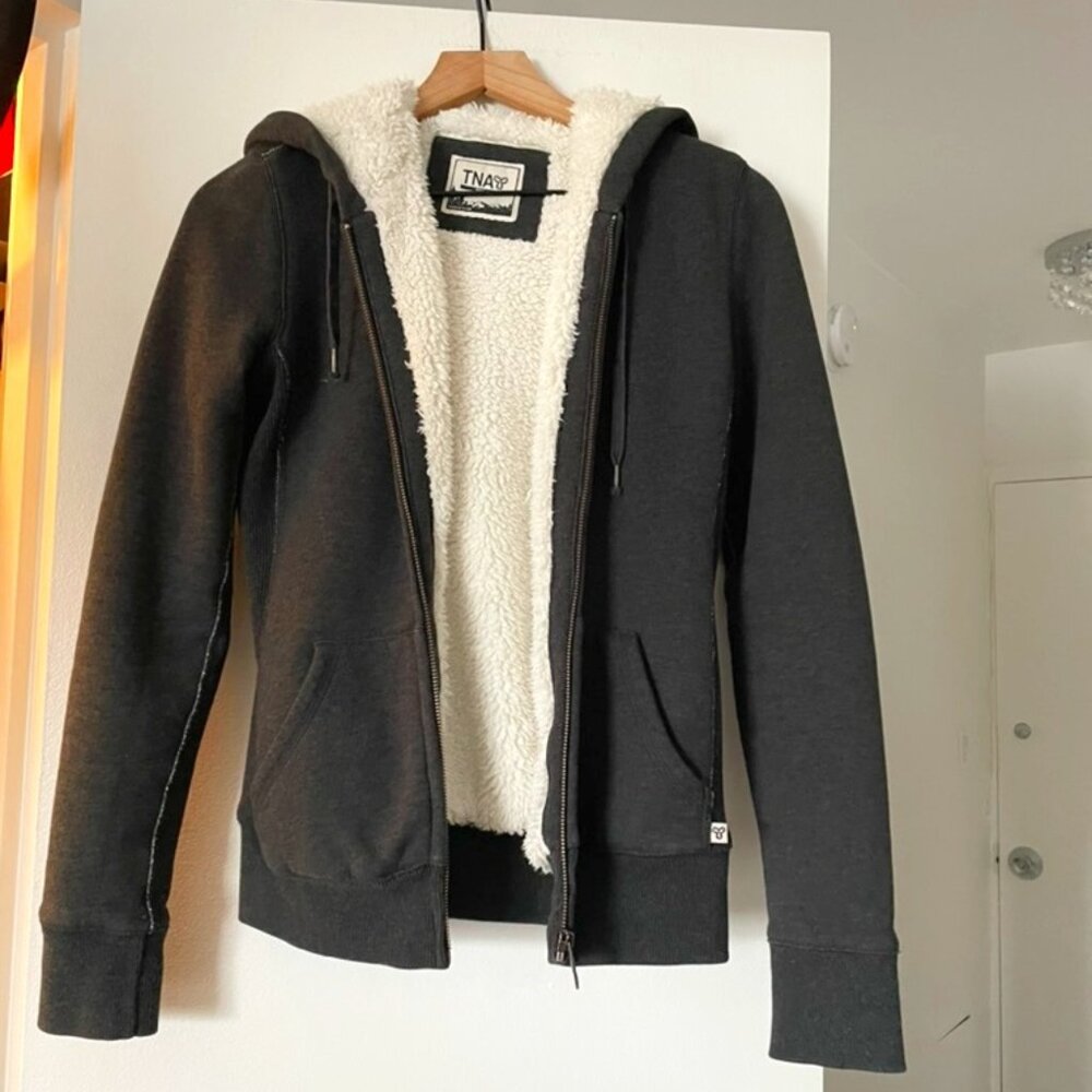 Aritzia TNA Teddy Zip-up sherpa-lined hoodie S